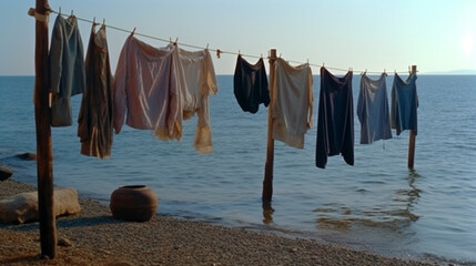 clothes hanging on a rope