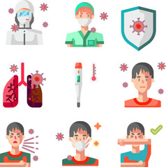 Sets of icon with theme virus covid editable