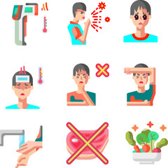 Sets of icon with theme virus covid editable