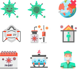 Sets of icon with theme virus covid editable