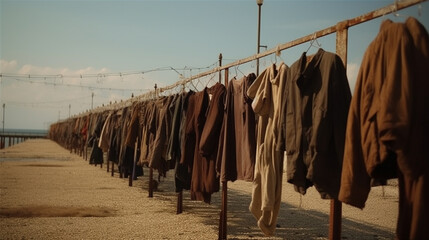 clothes hanging on a rope