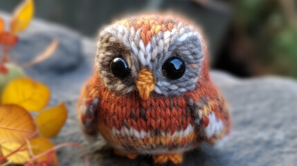 hand knitted baby owl