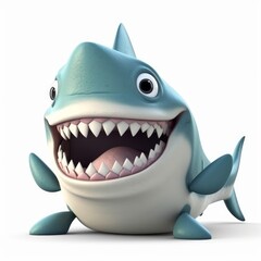 Adorable and Amusing Shark Character on White Background, Generative AI