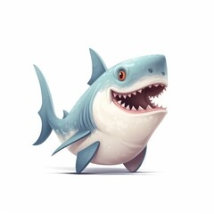  Adorable and Amusing Shark Character on White Background, Generative AI