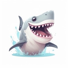  Adorable and Amusing Shark Character on White Background, Generative AI
