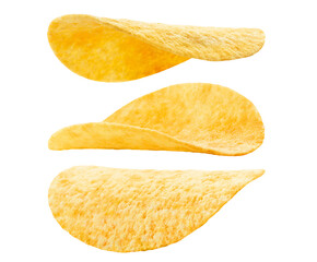 Set of potato chips cut out