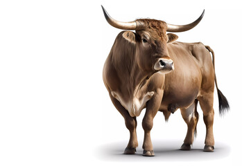 Red bull on a white background. Banner. Generative AI