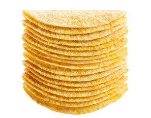 Stack of delicious potato chips, cut out