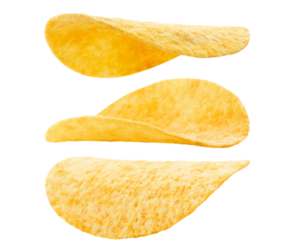 Set of potato chips cut out