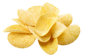 Delicious potato chips cut out