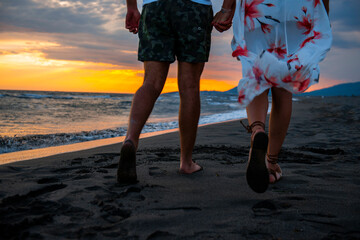 Sunset Stroll: A Couple's Romantic Walk on the Beach