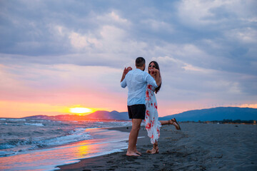 Sunset Stroll: A Couple's Romantic Walk on the Beach