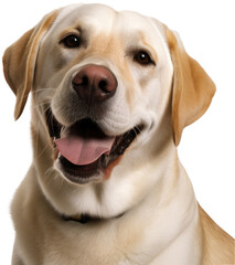 Yellow or Golden Labrador retriever dog, happy and smiling with transparent background