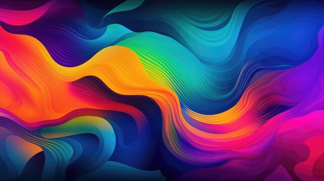 Modern background of rainbow gradients and curves with fluid, liquid motion with generative ai © Mustafa