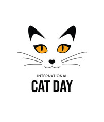 World cat day, international cat day, vector illustration, flyer, banner, social media post, poster, typography, icons, cat face, cat body shape