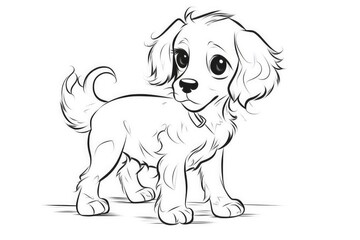 Coloring page outline of cartoon cute little puppy dog. illustration coloring book for kids. Generative AI