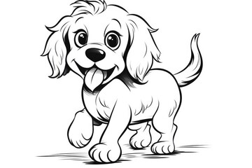 Coloring page outline of cartoon cute little puppy dog. illustration coloring book for kids. Generative AI