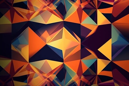 Vibrant Geometric Shapes in Abstract Background, Generative AI