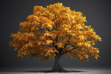 majestic tree with golden leaves in autumn. Generative AI