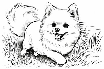 Obraz premium Coloring page outline of cartoon cute little puppy dog. illustration coloring book for kids. Generative AI