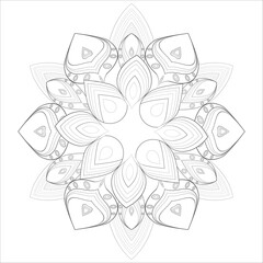 Printable Decorative Doodle flowers in black and white for coloringbook, cover or background. Hand drawn sketch for adult anti stress coloring page vector.