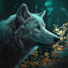 wolf in the night. Generative AI image.