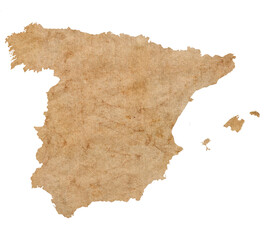 map of Spain on old brown grunge paper