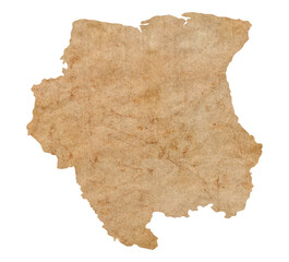 map of Suriname on old brown grunge paper