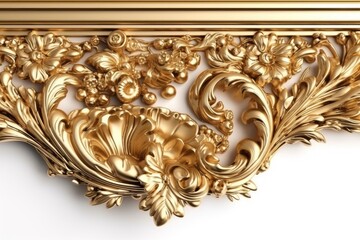 luxurious gold frame with intricate floral details. Generative AI