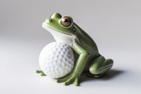 3D Frog With Golf Ball With Blank Copy Space Generative AI