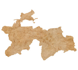 map of Tajikistan on old brown grunge paper