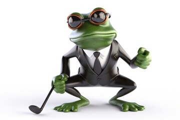Suited Frog Golf Player Playing Golf Background Generative AI