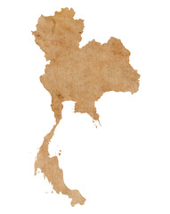 map of Thailand on old brown grunge paper