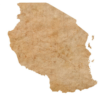 map of Tanzania on old brown grunge paper