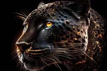 Foto op Plexiglas Gold black jaguar art. AI generation © Ирина Шемшура