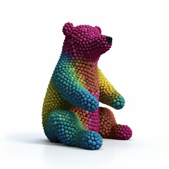Colorful 3D Sphere render of a sitting bear