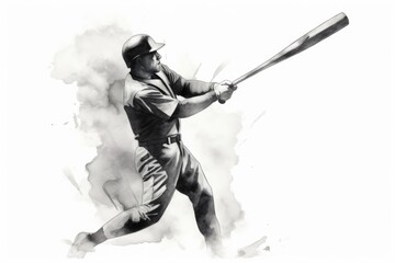 Baseball player illustration silhouette. Generative AI. - obrazy, fototapety, plakaty