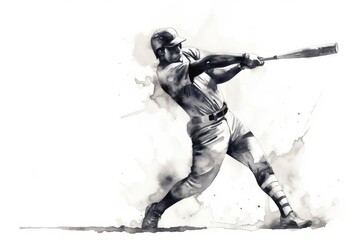 Fototapeta premium Baseball player swinging silhouette. Generative AI.
