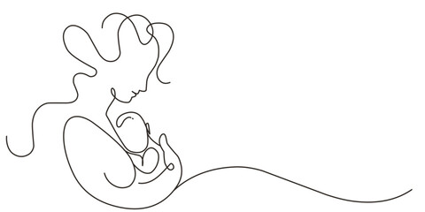 Mothers day line art style vector illustration