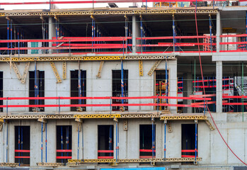 Break at a City Construction Site, Housing or Business Development Featuring Various Building Materials