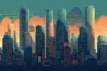 beautiful cityscape at sunset. Generative AI