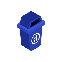 Blue trash container isolated. Vector illustration