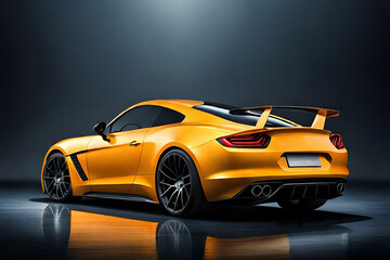 Obraz na płótnie Canvas Modern orange sports car coupe on a dark background Generative AI