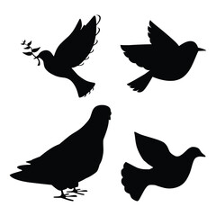 A black silhouette of a dove