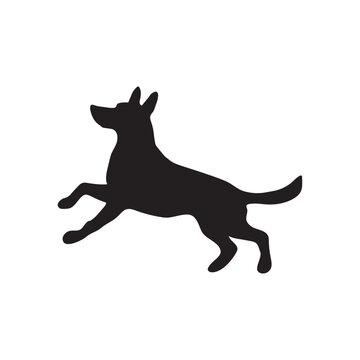  A running dog silhouette illustration.