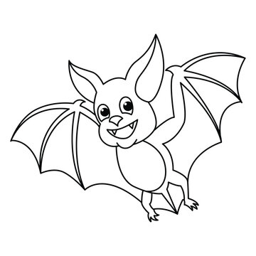Funny bat cartoon characters vector illustration. For kids coloring book.