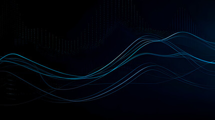 Abstract digital technology background with flowing waves and data points	