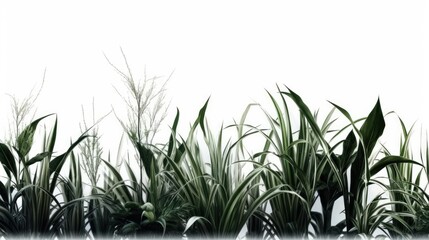 Obraz na płótnie Canvas Green Grass Borders With Isolated White Background With Gradient Mesh, Vector Illustration, Generative AI 