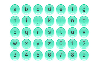 aqua buttons with letters