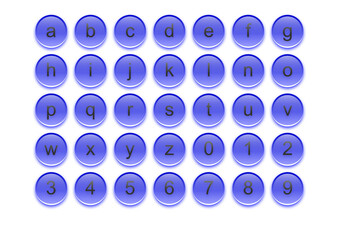 aqua buttons with letters